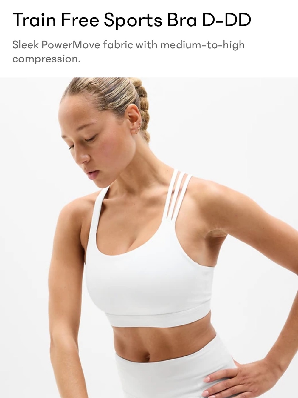 Athleta White Train Free Sports Bra D-DD+